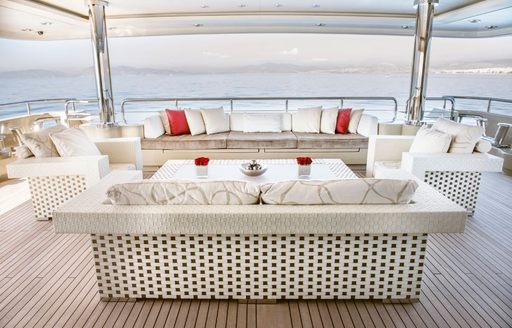 The exterior seating arrangement on board motor yacht 'Light Holic' 