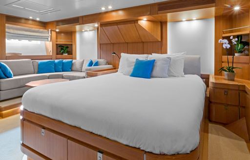 Master stateroom on board charter yacht gliss