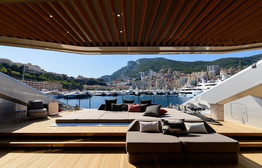Aft deck onboard boat charter THIS IS IT with large sunpads and cushions