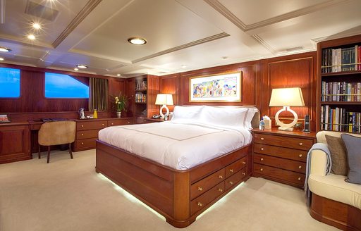 The guest accommodation available on luxury yacht Lady J