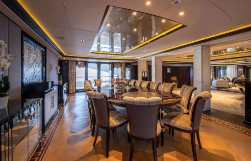 Formal dining onboard MY Valerie