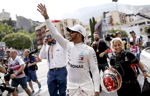 Lewis Hamilton waving to crowds in Monaco