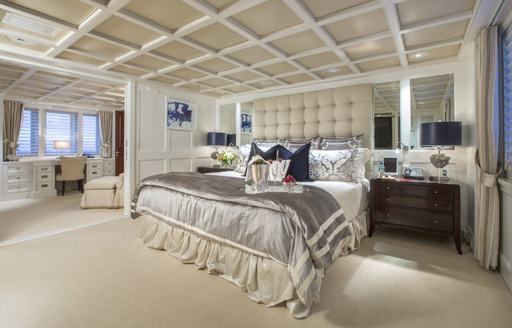 luxurious master suite on board superyacht RHINO 