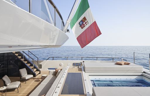 Aft deck Jacuzzi on board charter yacht CLOUD 9