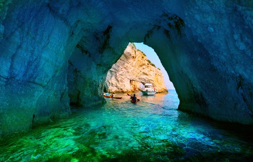 Naturally cave in the Ionian Islands, with clear water