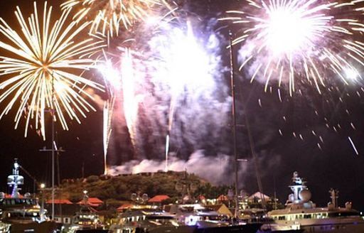 Fireworks light the sky over St Barts New Year's Eve celebrations