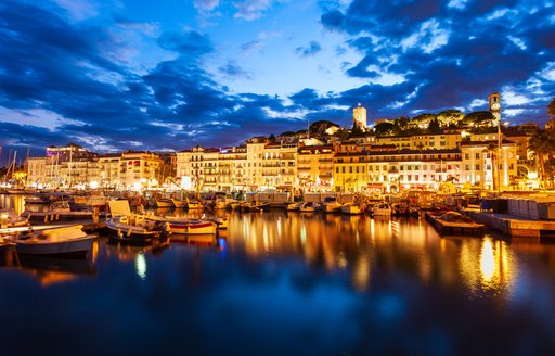 Cannes Vieux Port illuminated at night