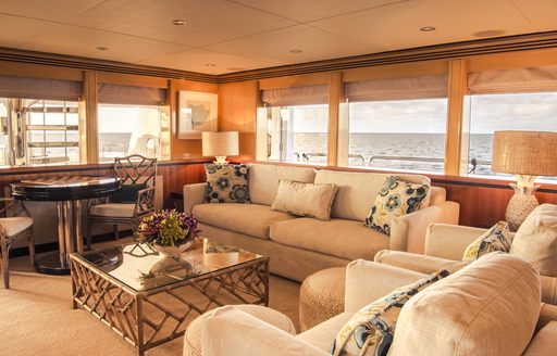 main salon on luxury catamaran spirit