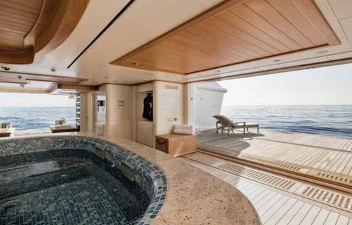 Overview of the beach club onboard charter yacht TATOOSH
