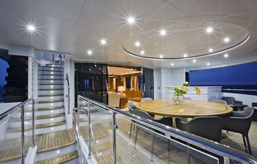 alfresco dining area and skylounge on board luxury yacht OKKO 