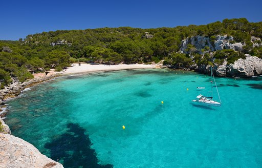 Sailing yachts in bay in Ibiza, Spain
