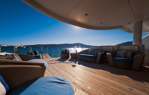 spacious alfresco lounging area aboard luxury yacht SPIRIT 
