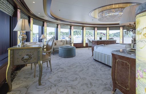 Master cabin on luxury yacht SOLANDGE