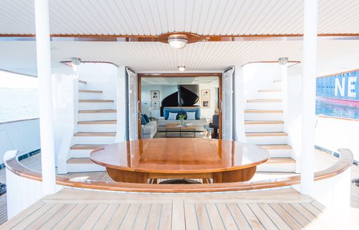 seating area on the main deck aft of charter yacht MENORCA 