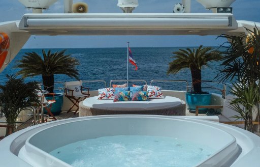 deck jacuzzi onboard luxury superyacht charter FOR YOUR EYES ONLY