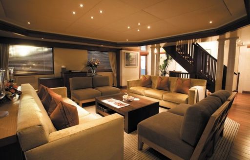 luxury yacht LAZY Z's main salon