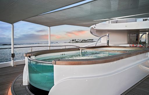 Jacuzzi and beautiful views onboard luxury charter yacht Amaryllis