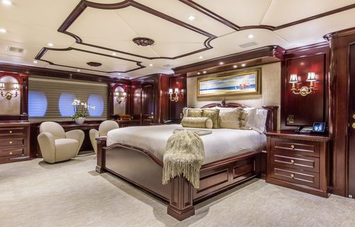 Master cabin on charter yacht CLAIRE