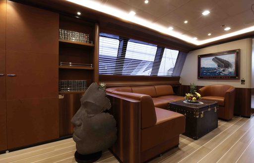 sumptuous interior styling of main salon aboard charter yacht PERSEUS^3