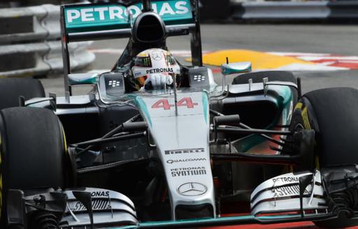 Lewis Hamilton during his winning practice at the Monaco Grand Prix