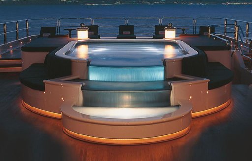 The Jacuzzi complete with recessed lighting onboard superyacht Lady Lola