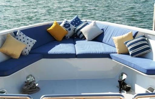Gorgeous sun deck where guests on a superyacht charter can relax in the sunshine