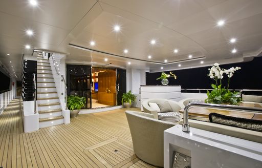 alfresco lounge on the main deck aft of superyacht OKKO 