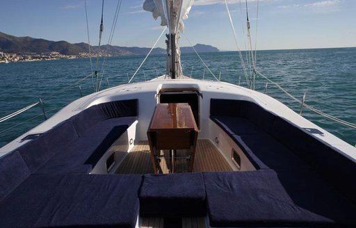 The sunlounging options on sailing yacht 'Si Vis Pacem'