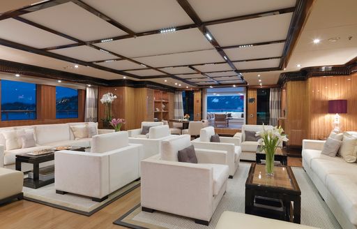 Salon on board charter yacht MEAMINA