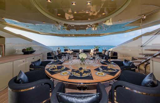 dining area onboard superyacht charter