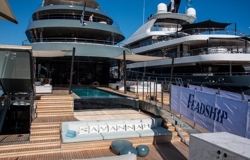 Aft view of charter yacht SAVANNAH at Monaco Yacht Show