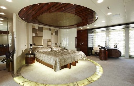 sophisticated master suite aboard motor yacht E&E 