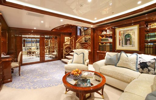 Superyacht 'St David''s seating area in master suite
