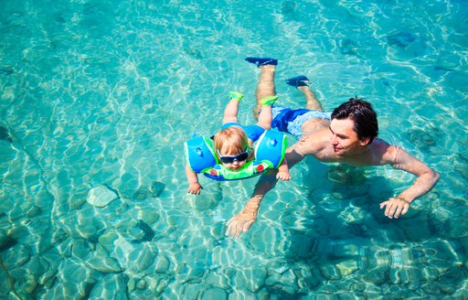 Swimming family in croatia