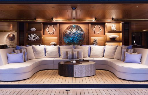 Seating space and grand furnishing aboard megayacht LUNA