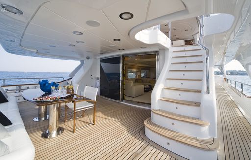 lounging area on main aft deck of luxury yacht SALU