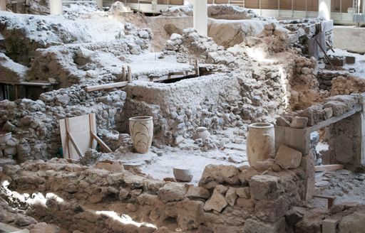 Partially excavated town of Akrotiri