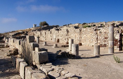 excavated ruins of Ancient Thira in Santorini, Greece