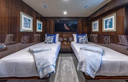 Twin cabin on superyacht OCULUS