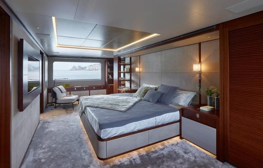 master suite on main deck of superyacht MOKA