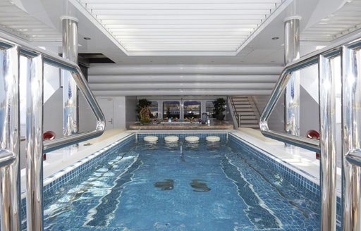 The swimming pool featured on board motor yacht TITANIA