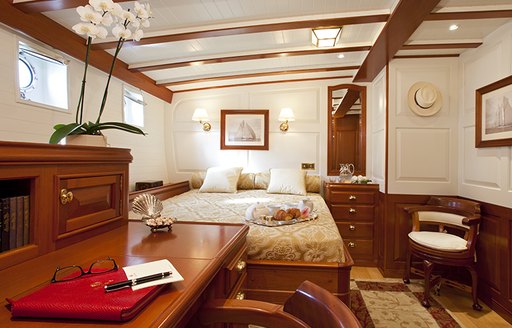 master suite with classic style interior on board sailing yacht ELENA