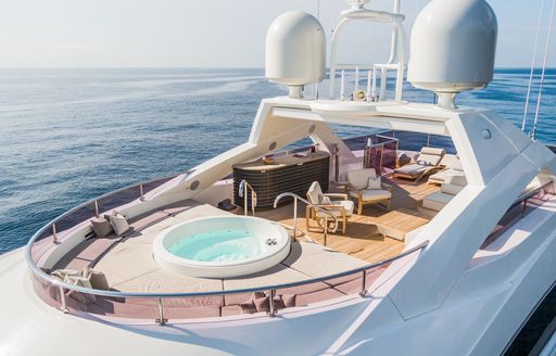 Sun deck onboard charter yacht THUMPER with Jacuzzi in front