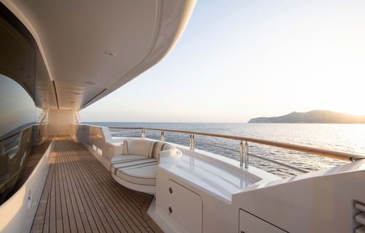 Private terrace area on board charter yacht CLOUD 9