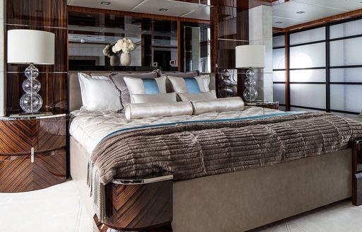 beautiful master suite on board charter yacht TURQUOISE 