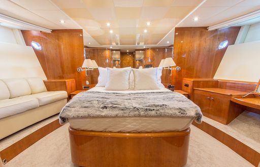 classically styled master suite aboard luxury yacht 'My My My'