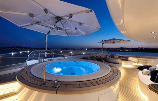 Jacuzzi it up with blue lights onboard private charter yacht GIGIA