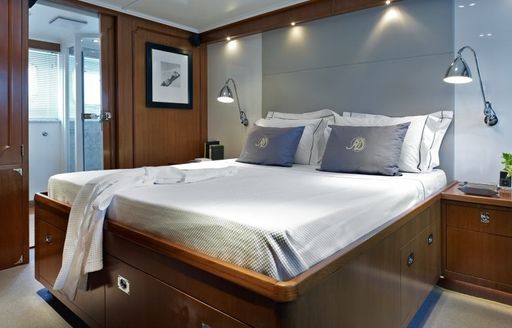 elegantly styled master suite aboard charter yacht ‘Heavenly Daze’ 