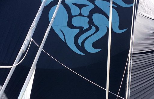 sailing yacht SILENCIO's lion spinnaker up close