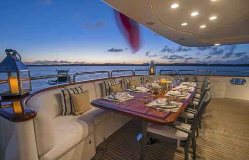 dining area on luxury yacht pure bliss from benetti on main deck aft